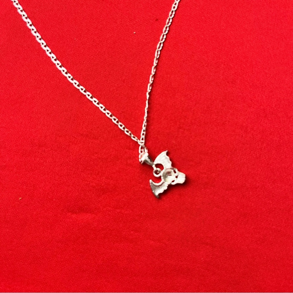 Silver Winged Skull Pendant and‎ chain Necklace - Picture 8 of 10